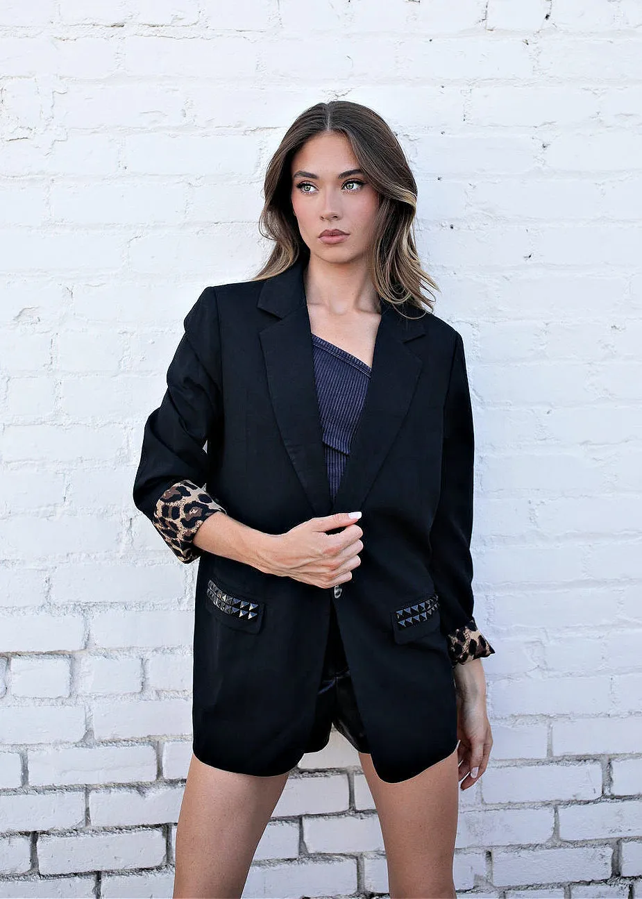 BEST SELLER!! The Rock Studded Blazer in Black in sizes S-2XL
