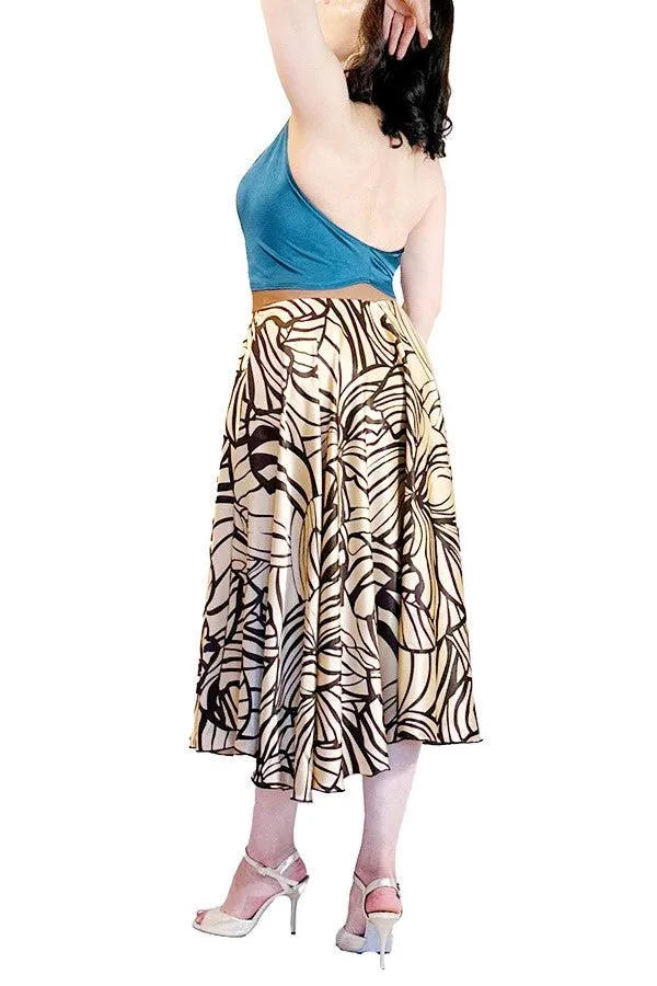 coffee & caramel satin full circle skirt with slits
