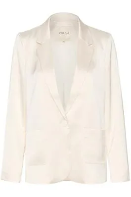 CREAM LONG SLEEVE SATIN BLAZER