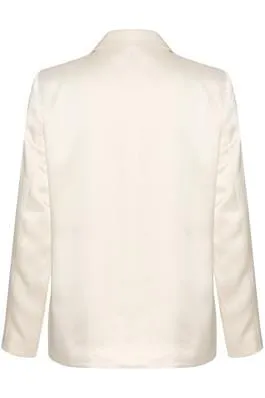 CREAM LONG SLEEVE SATIN BLAZER