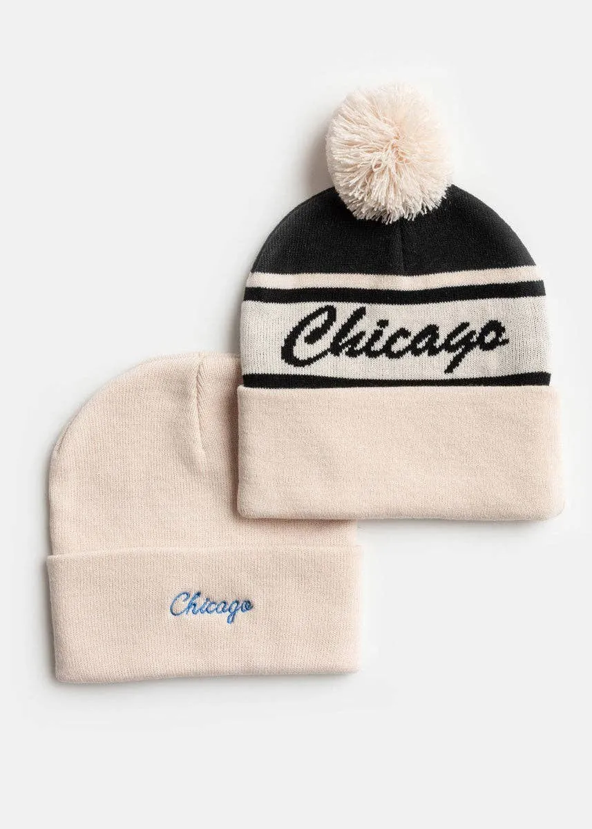 Embroidered Script Chicago Beanie