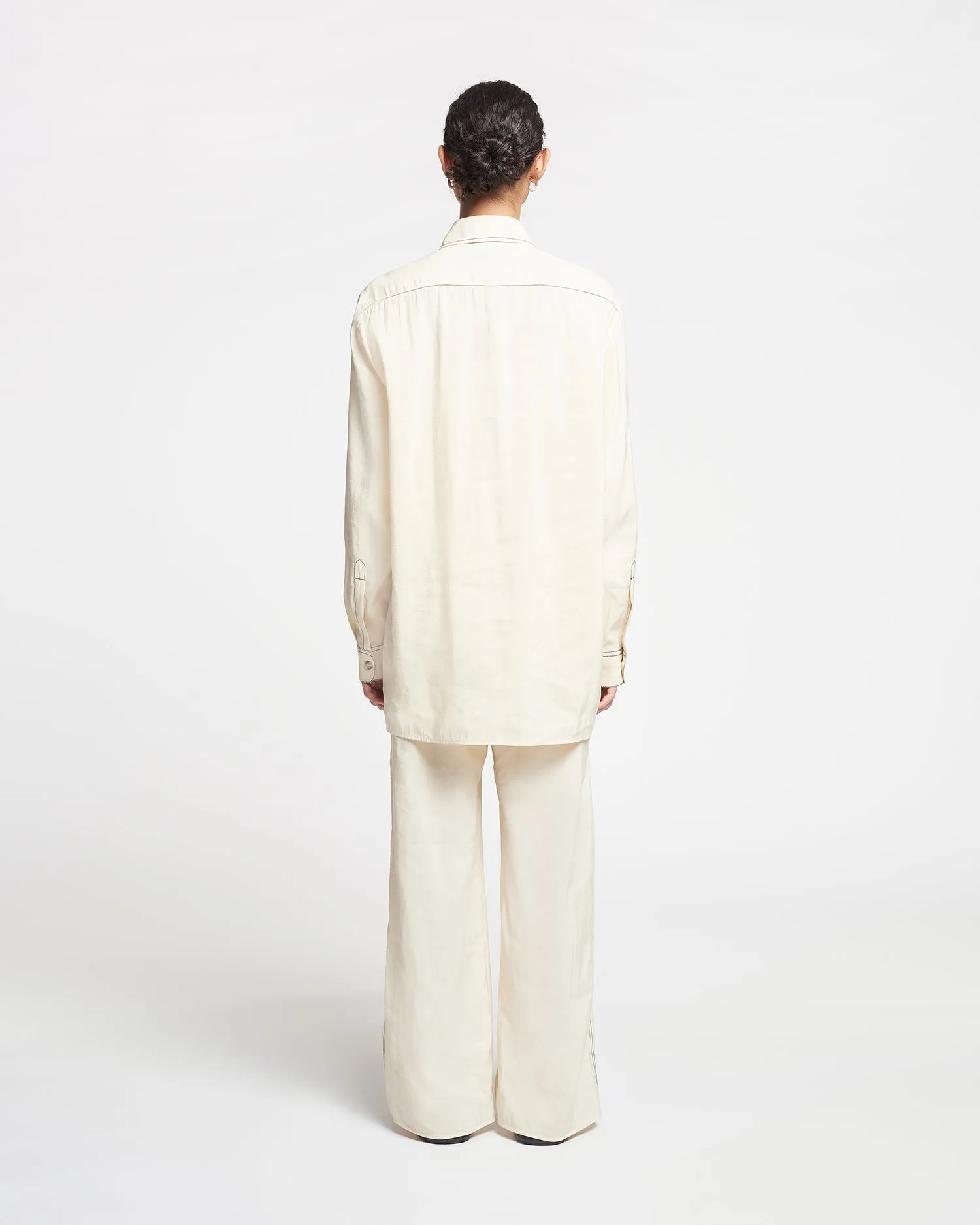 Evea - Glass Poplin Pants - Oat