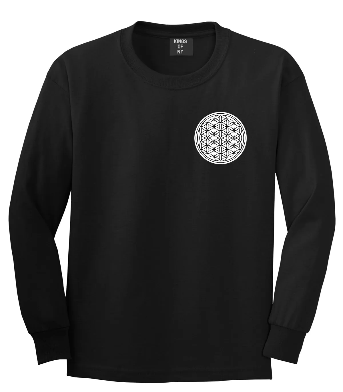 Flower Of Life Chest Mens Long Sleeve T-Shirt