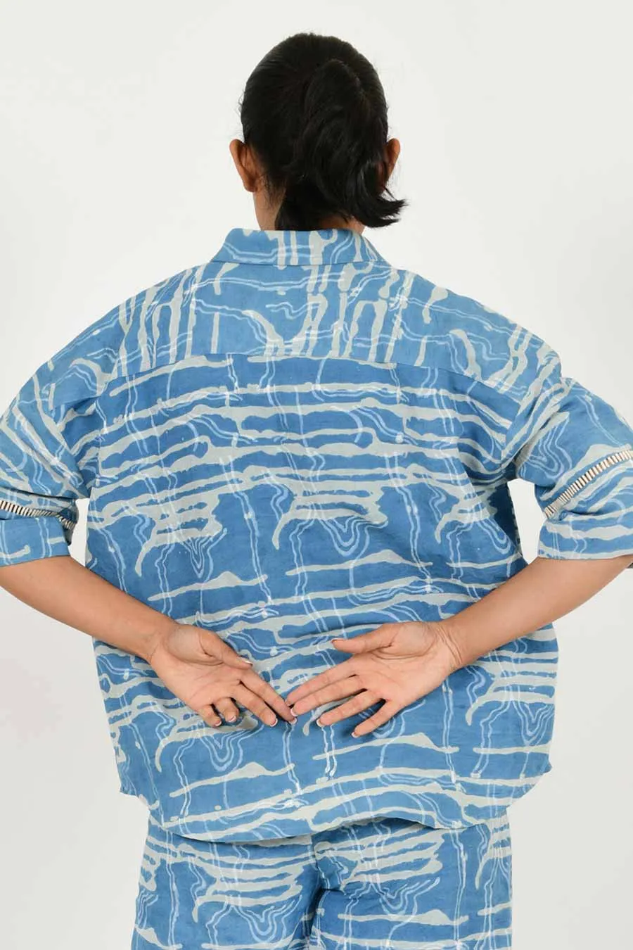 Indigo Splash Linen Co-Ord Set