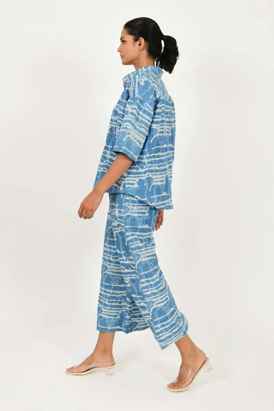 Indigo Splash Linen Co-Ord Set