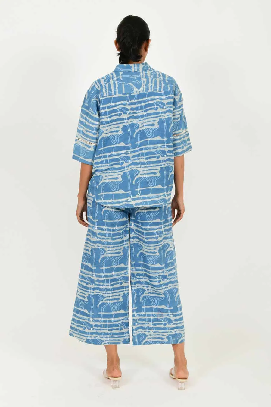 Indigo Splash Linen Co-Ord Set
