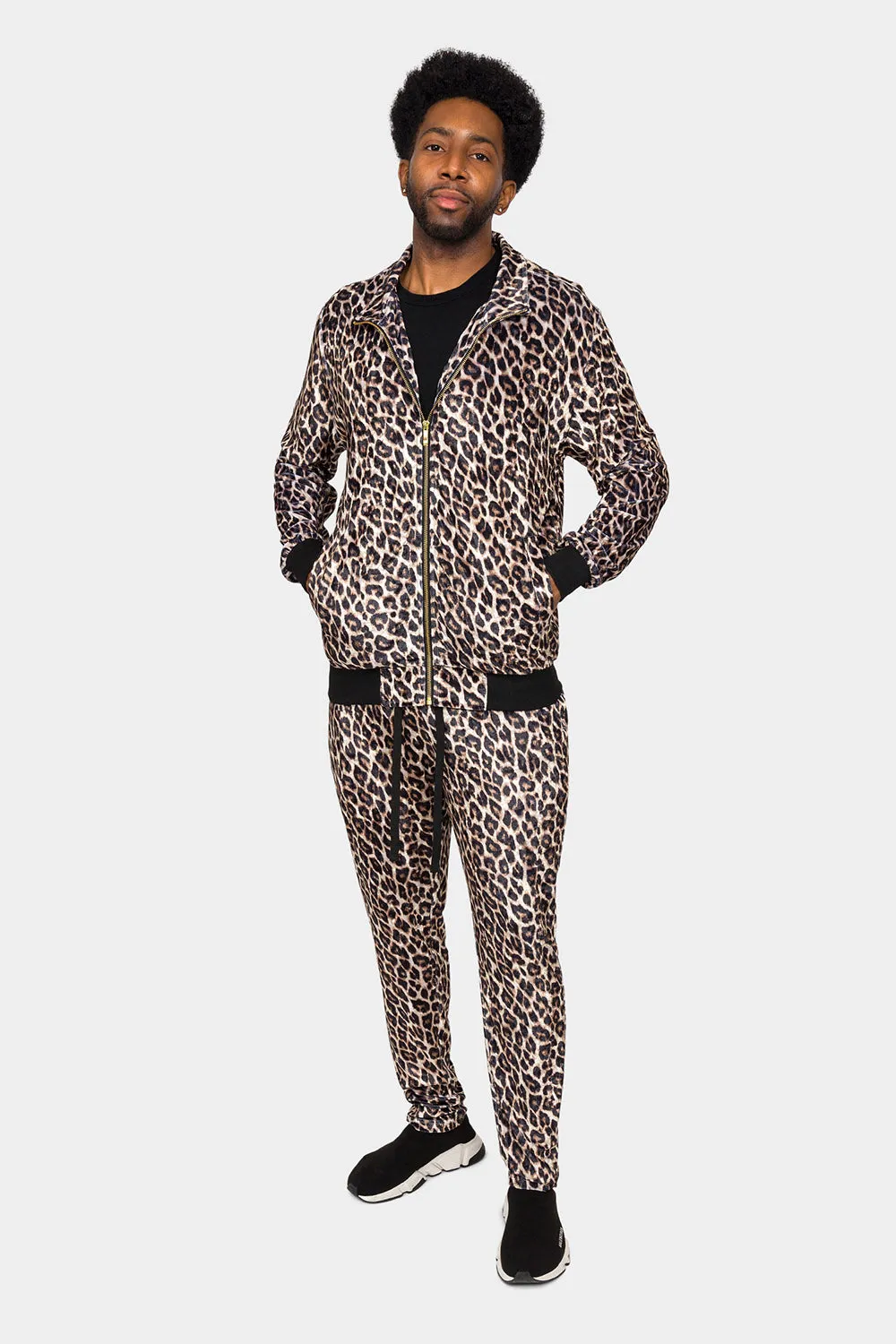 Leopard Velvet Velour Track Suit