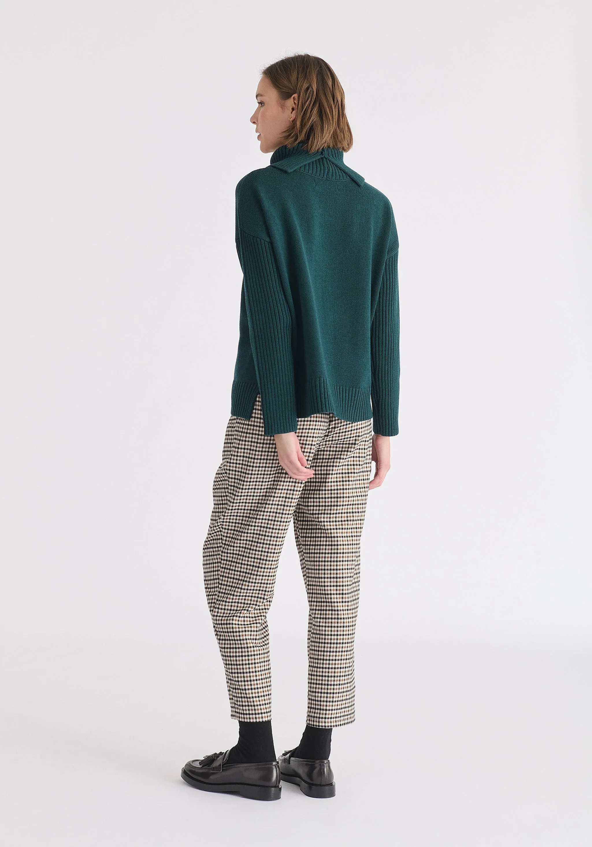 Polo Neck Jumper with Ribbed Details