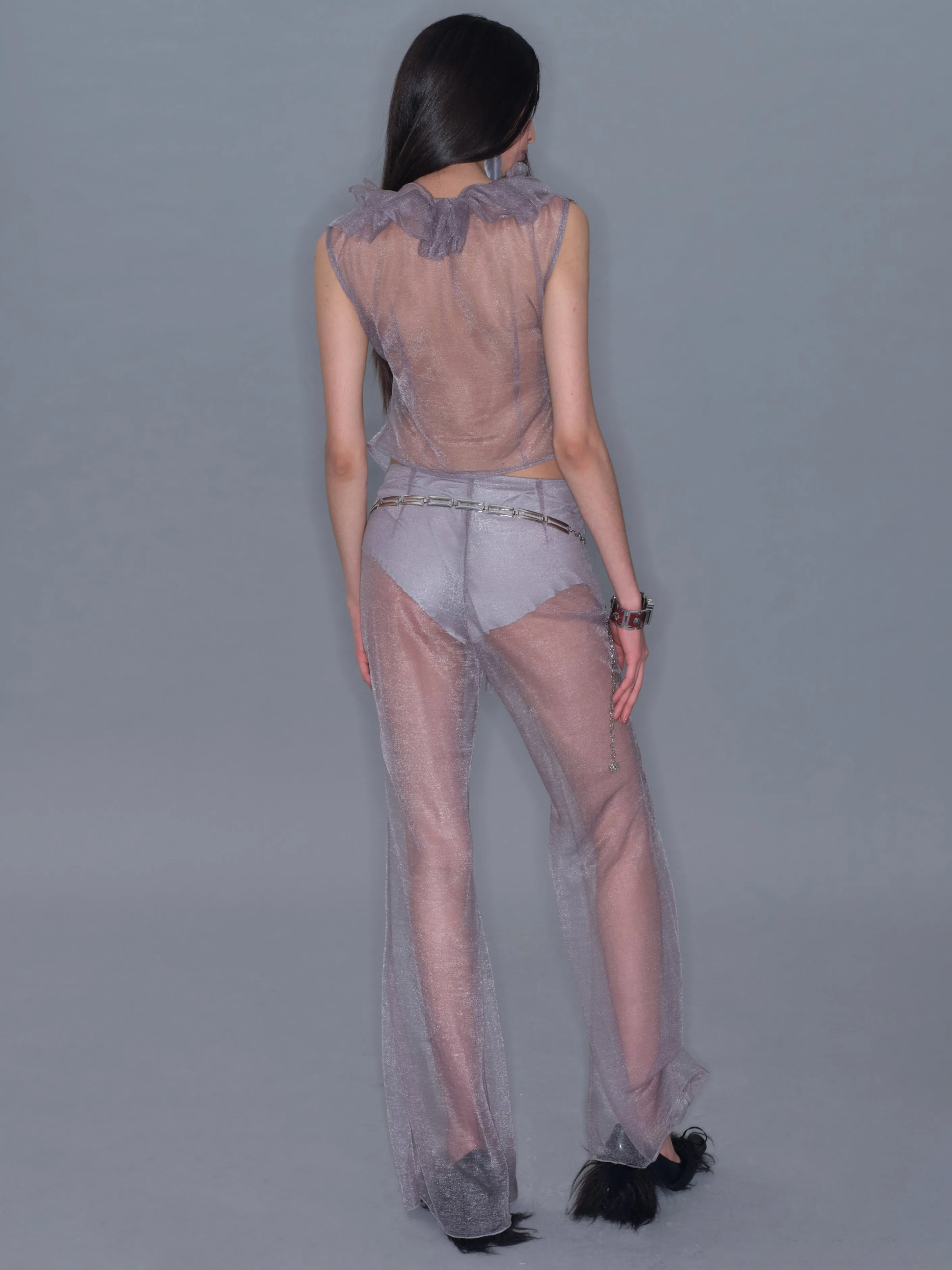 Sheer Casual Flared Pants