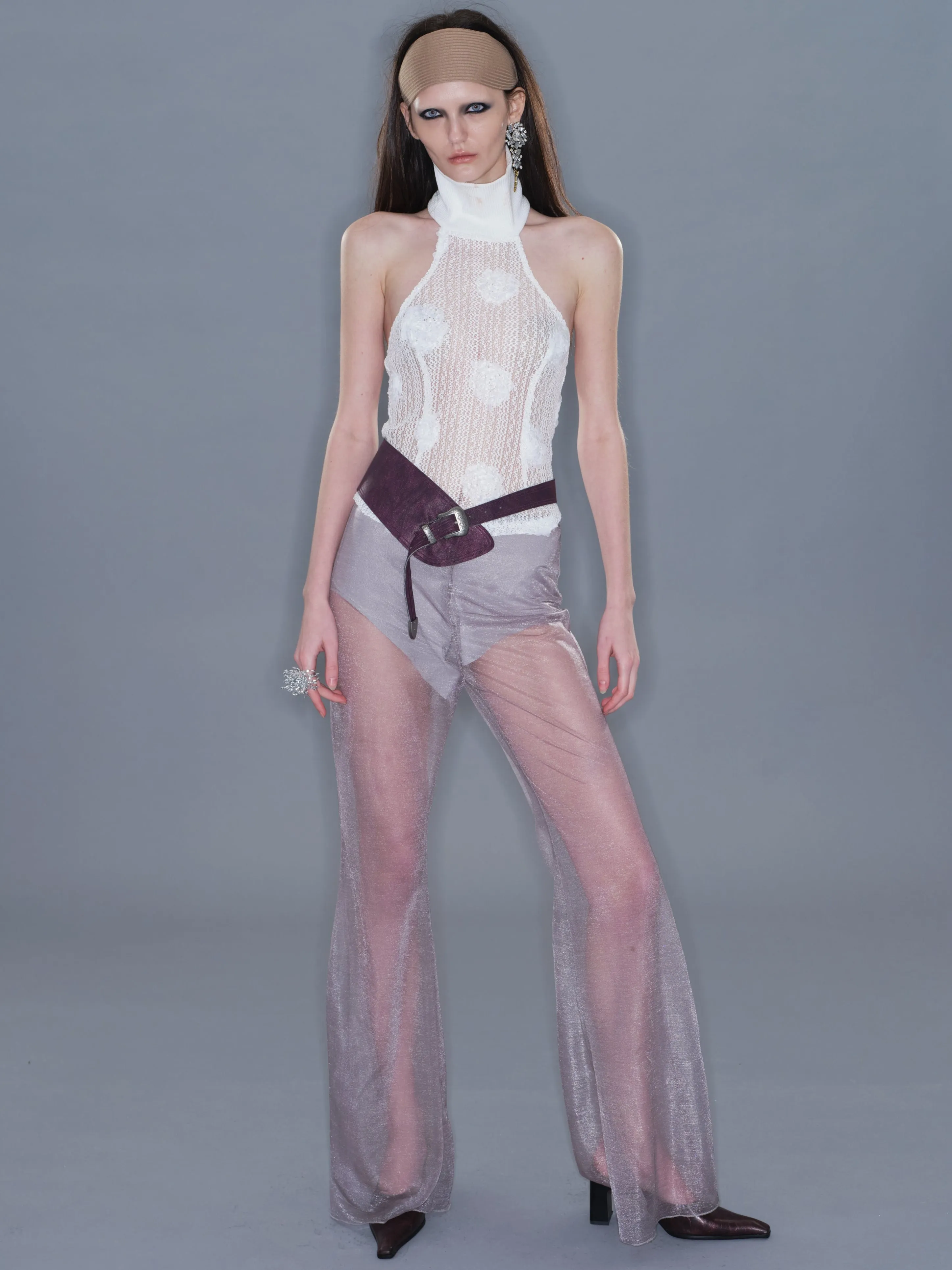 Sheer Casual Flared Pants