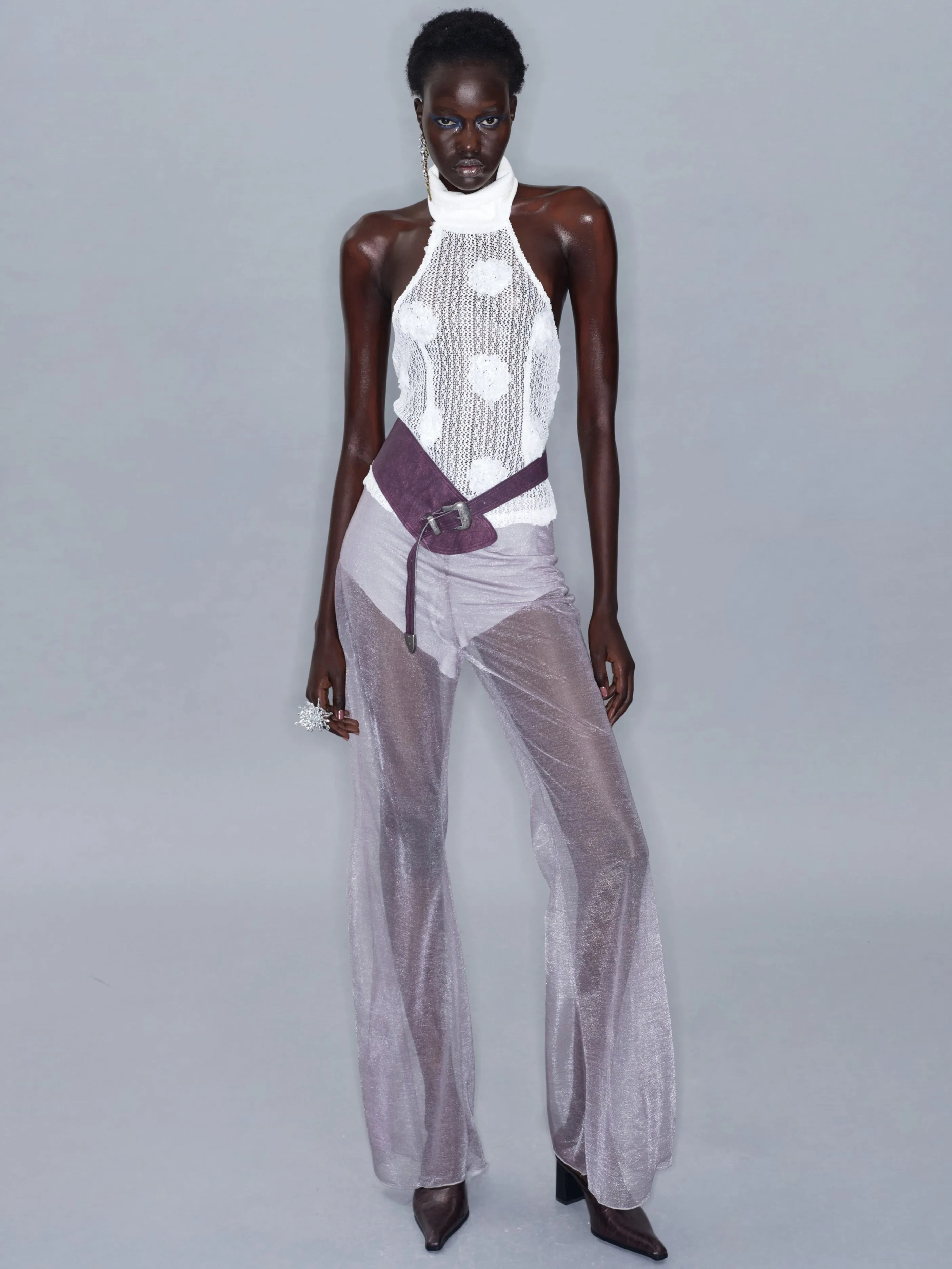 Sheer Casual Flared Pants