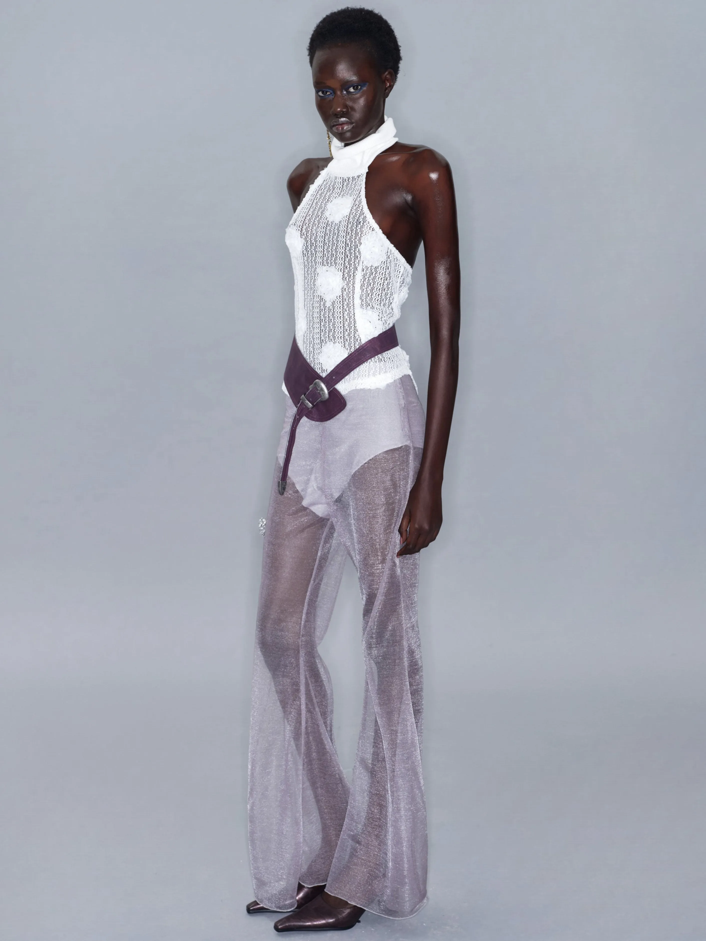 Sheer Casual Flared Pants