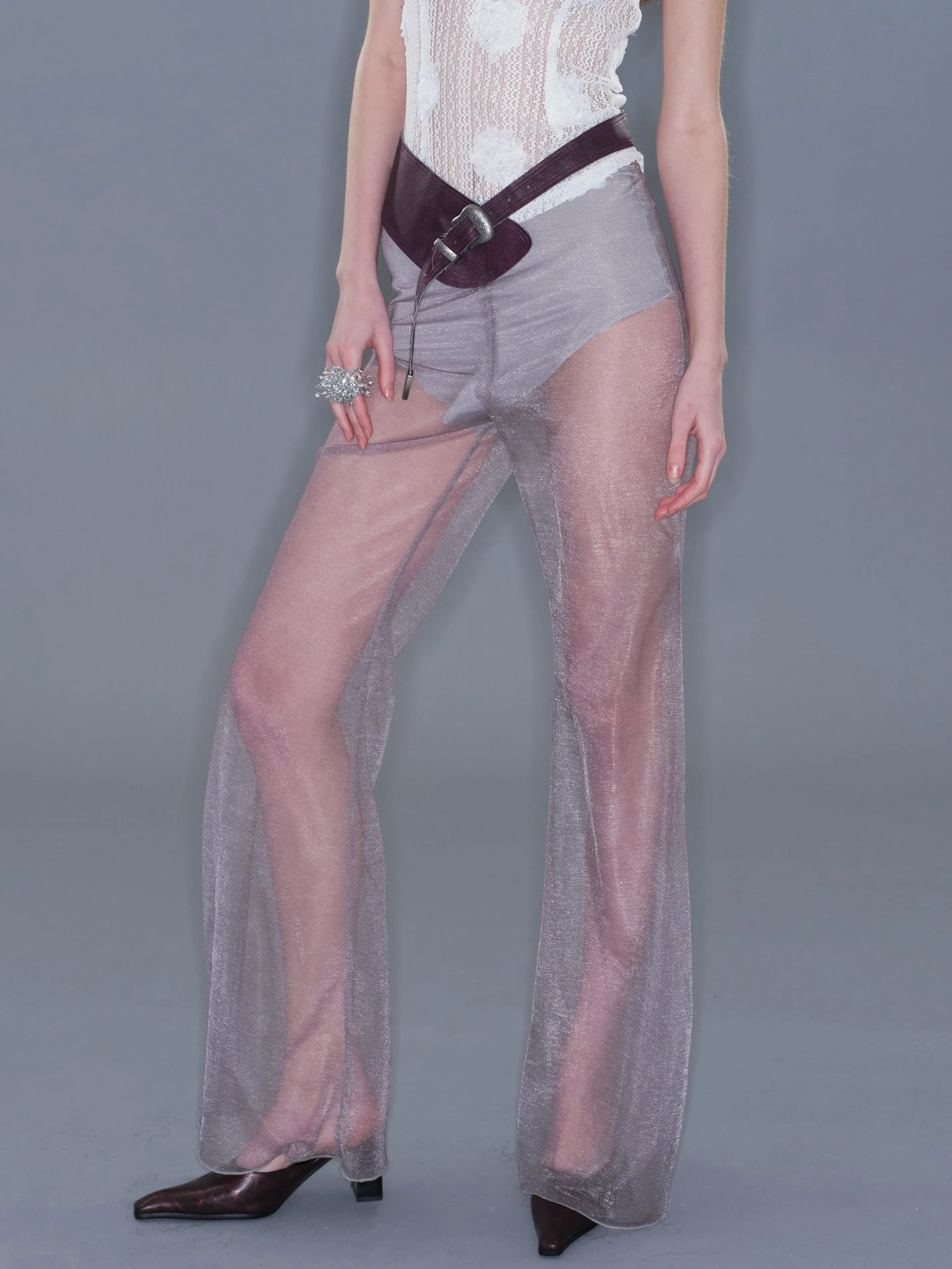 Sheer Casual Flared Pants
