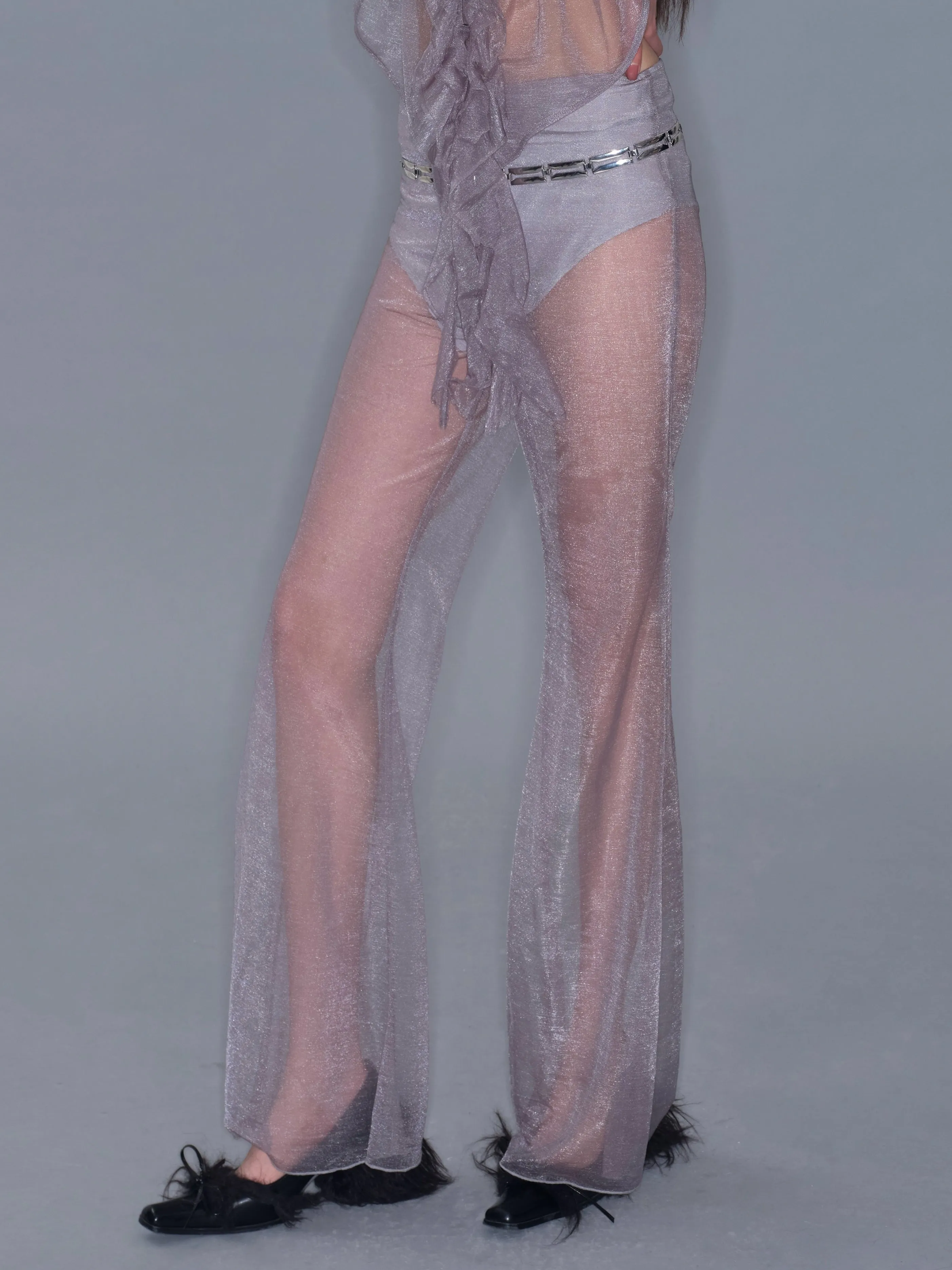Sheer Casual Flared Pants