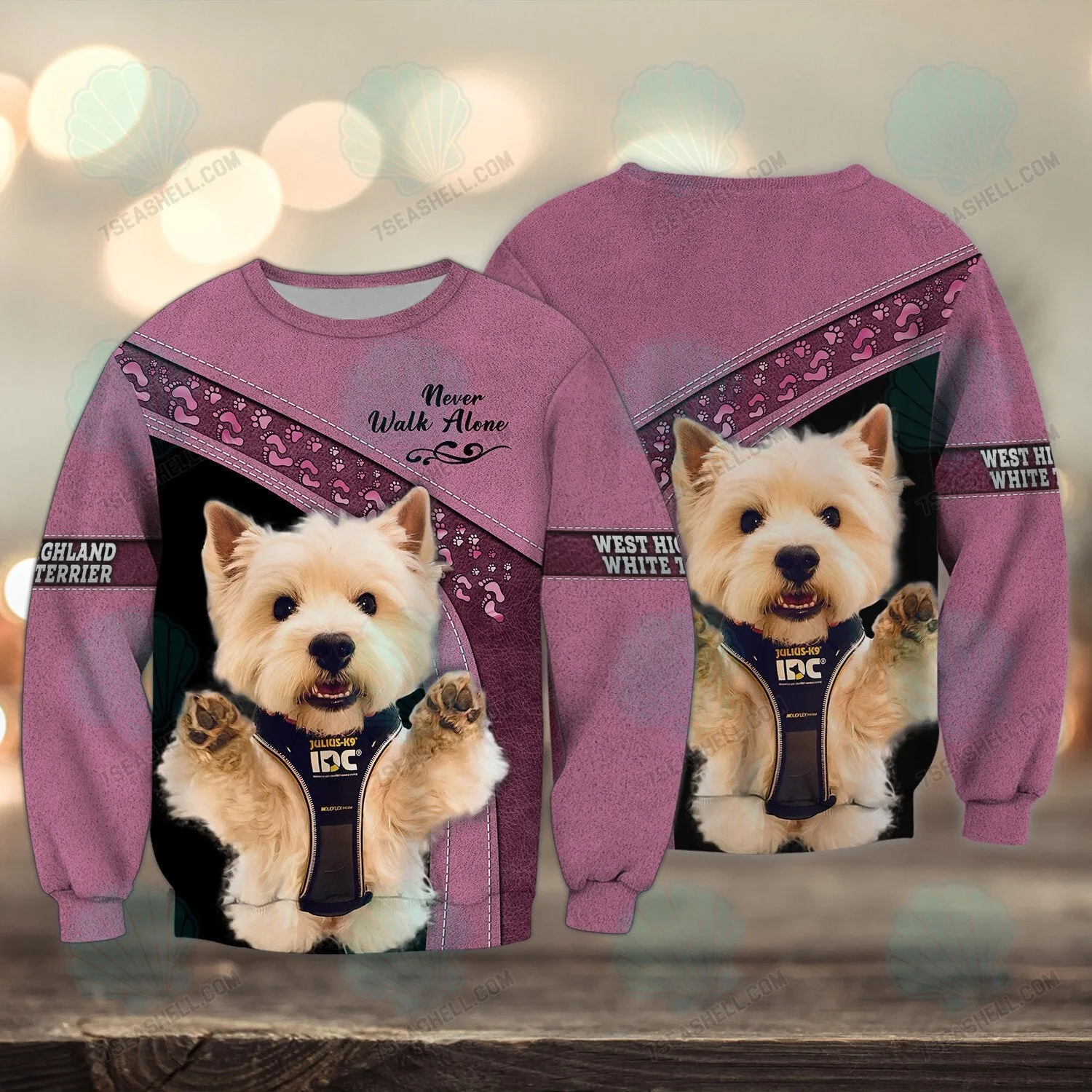 West Highland White Terrier Love Never Walk Alone 3D Full Print Christmas Shirts