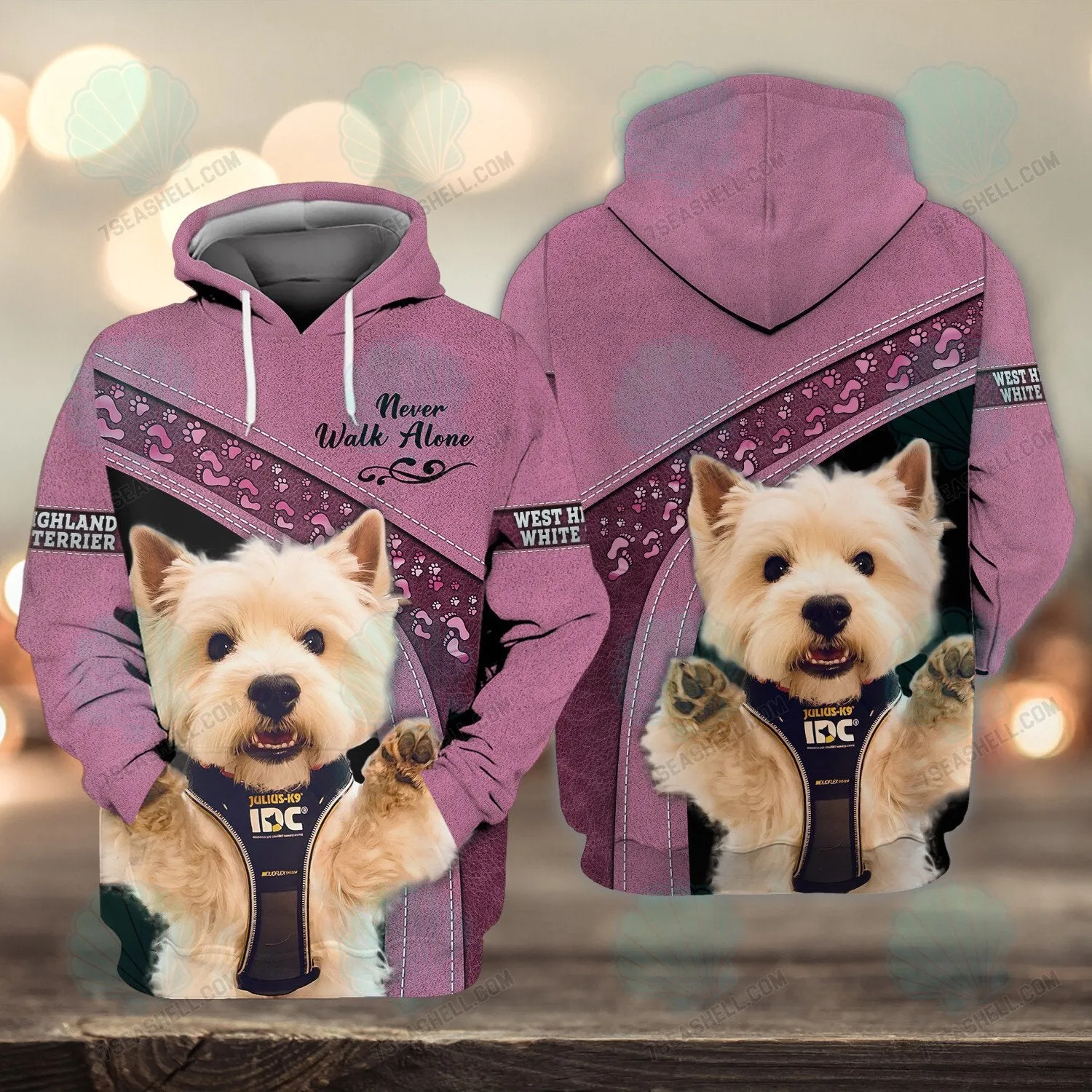 West Highland White Terrier Love Never Walk Alone 3D Full Print Christmas Shirts