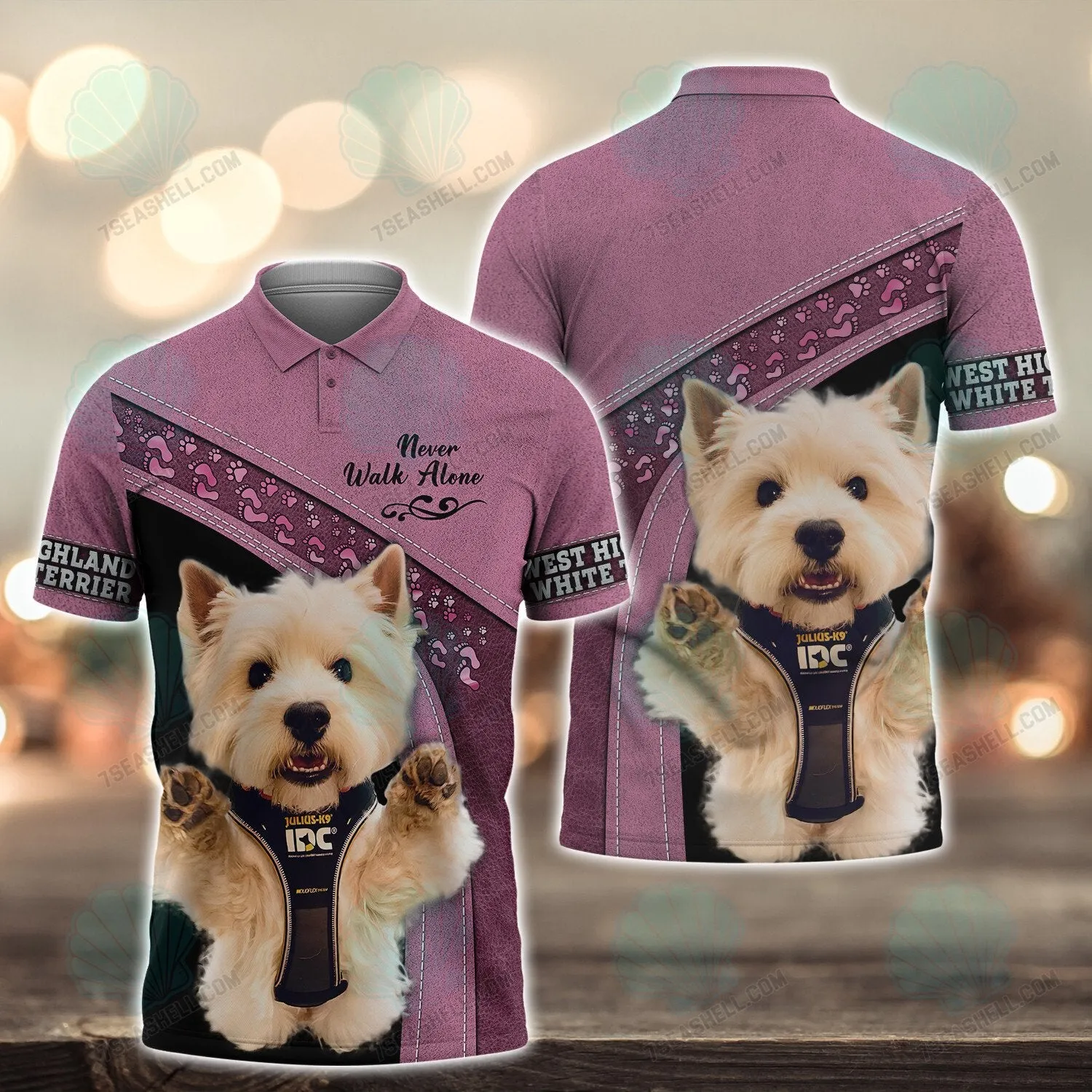 West Highland White Terrier Love Never Walk Alone 3D Full Print Christmas Shirts