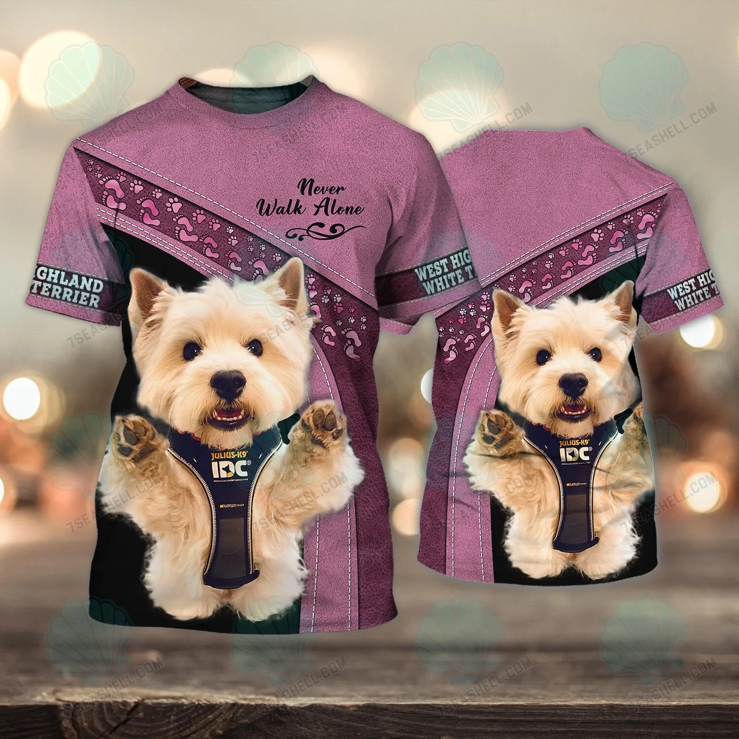 West Highland White Terrier Love Never Walk Alone 3D Full Print Christmas Shirts