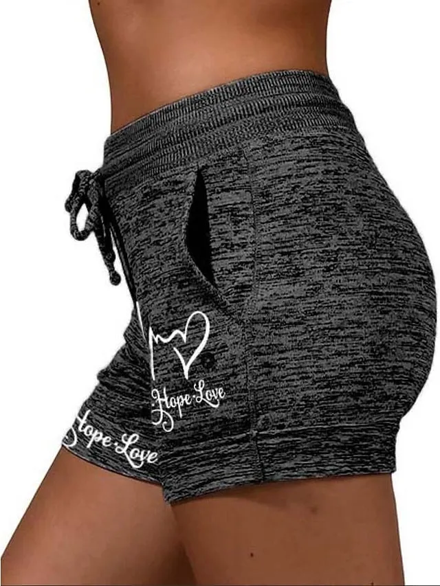 Women's Shorts Cotton Blend Black Grey Fashion Casual Weekend Side Pockets Short Comfort Letter S M L XL 2XL