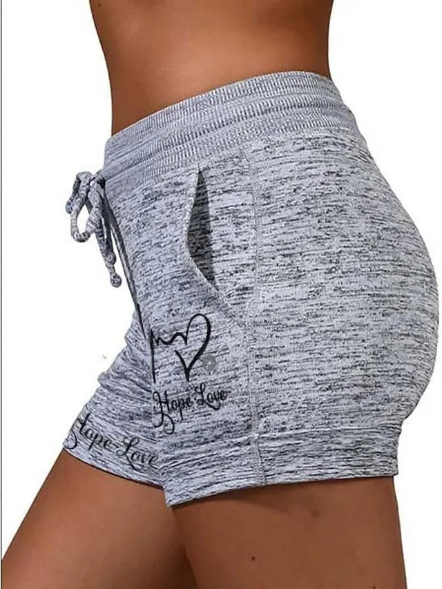 Women's Shorts Cotton Blend Black Grey Fashion Casual Weekend Side Pockets Short Comfort Letter S M L XL 2XL