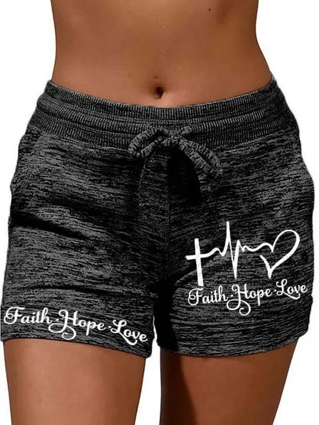 Women's Shorts Cotton Blend Black Grey Fashion Casual Weekend Side Pockets Short Comfort Letter S M L XL 2XL